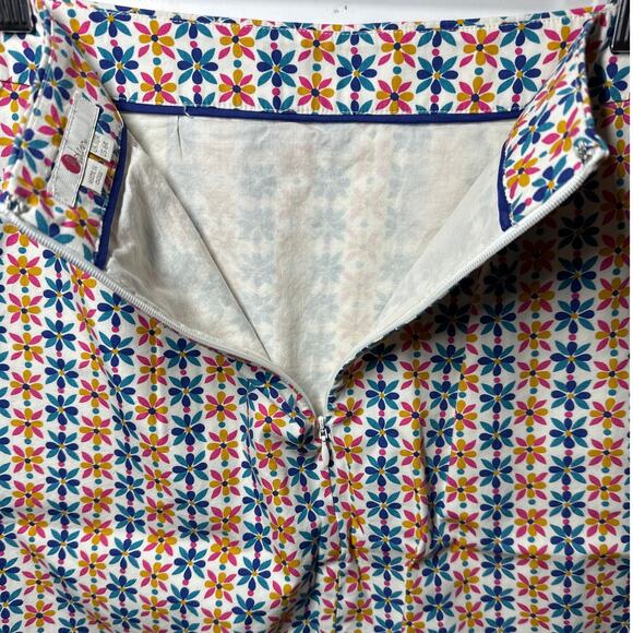 Boden Francesca A-Line Skirt Plumeria Print Lined Mini Skirt Cotton Sz 6 Pockets - Picture 9 of 14